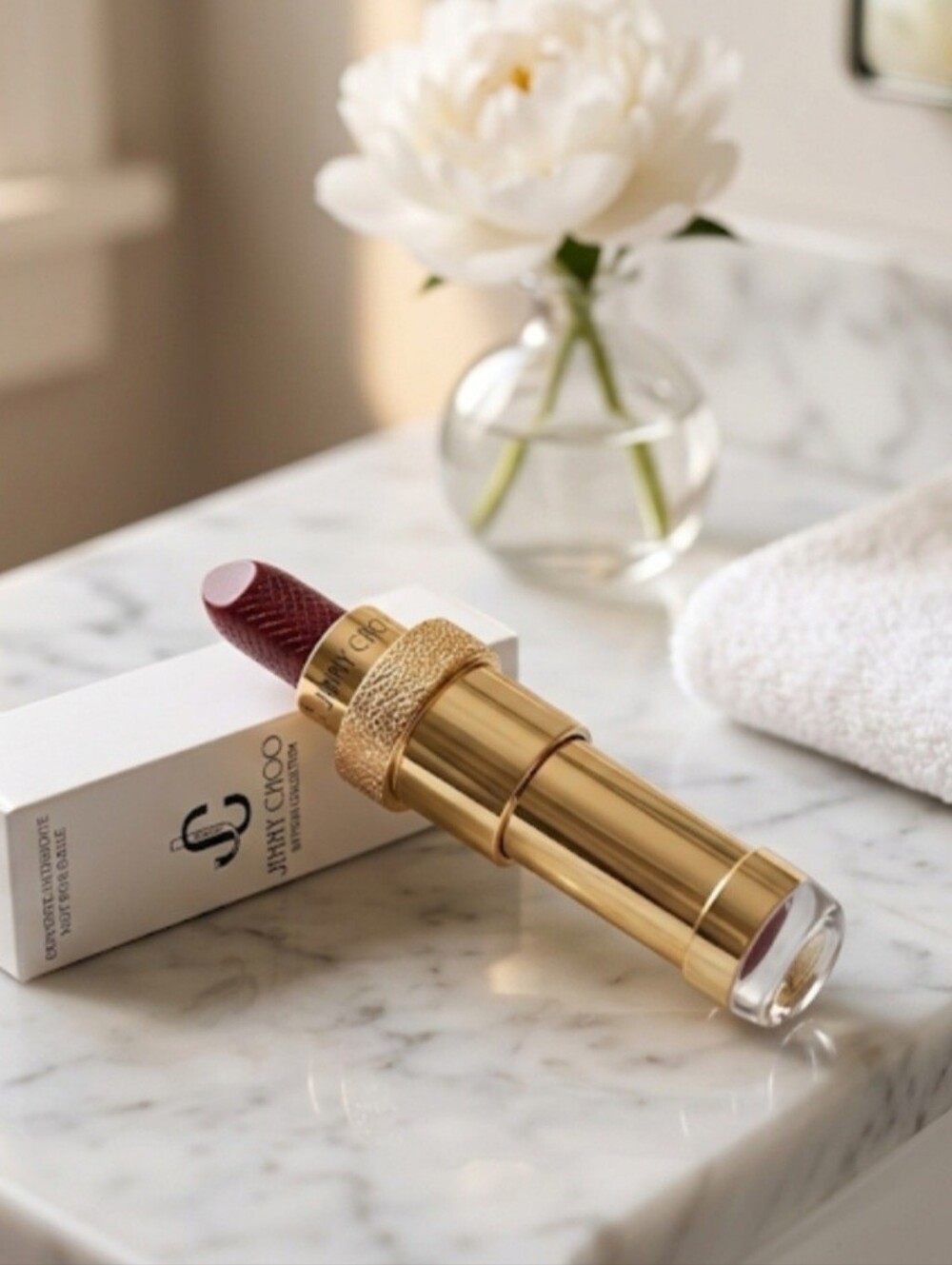 Jimmy Choo Gold Tube Lipstick Bullet - Burgundy